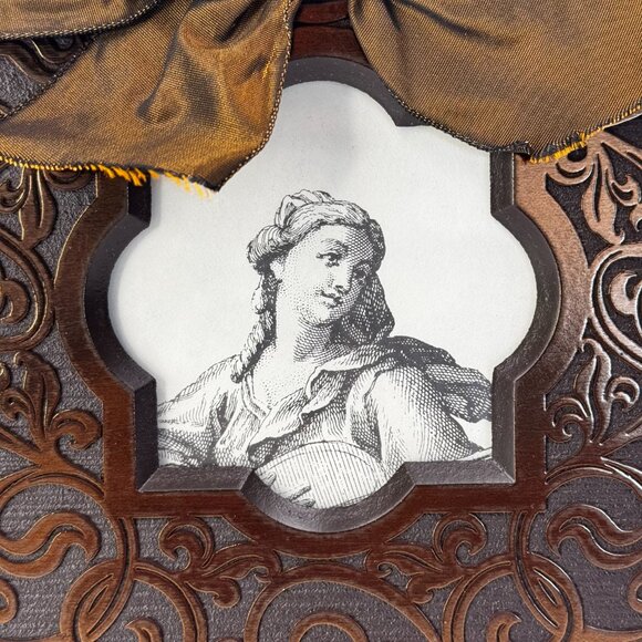 Metal Frame Ornate Bronze Tone with Bow 6.75 x 6.75" - Picture 3 of 9